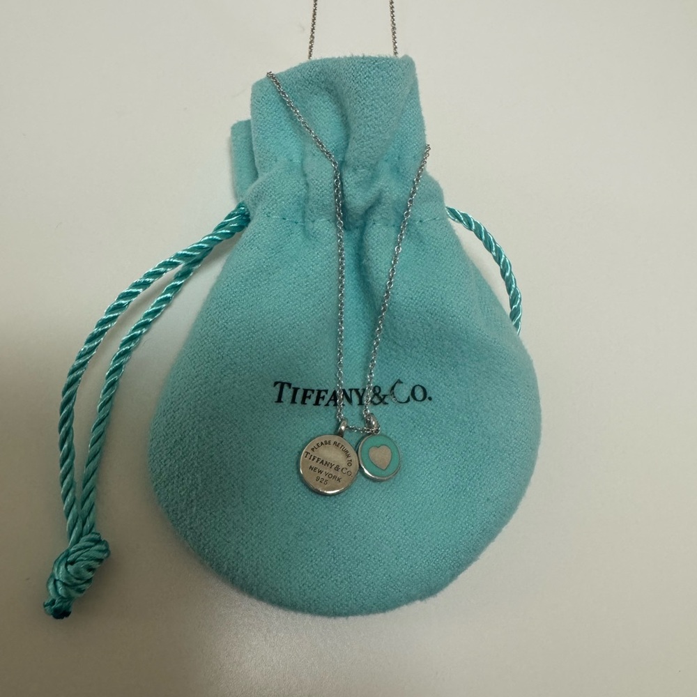 Tiffany & Co. Silver Necklace with Blue Heart Charm
